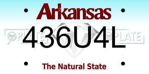 436U4L Arkansas License Plate