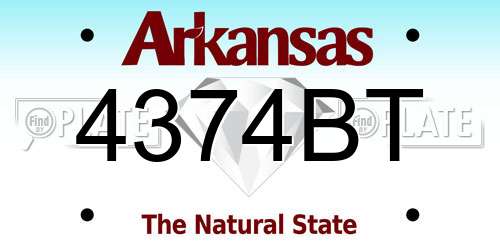 4374BT Arkansas License Plate
