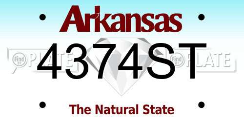 4374ST Arkansas License Plate