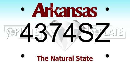 4374SZ Arkansas License Plate