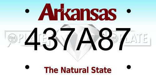 437A87 Arkansas License Plate