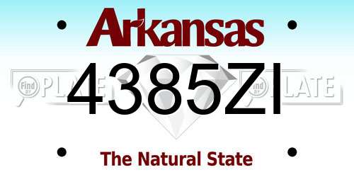 4385ZI Arkansas License Plate