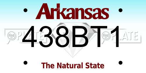 438BT1 Arkansas License Plate