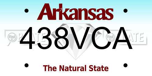 438VCA Arkansas License Plate