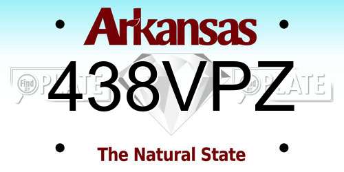 438VPZ Arkansas License Plate