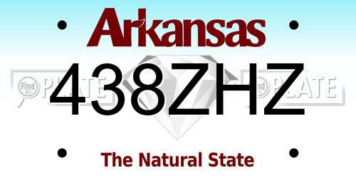 438ZHZ Arkansas License Plate
