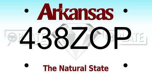 438ZOP Arkansas License Plate
