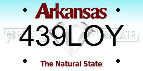 439LOY Arkansas License Plate