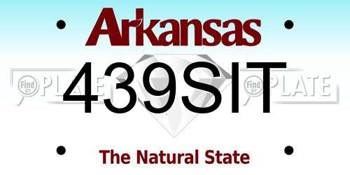 439SIT Arkansas License Plate