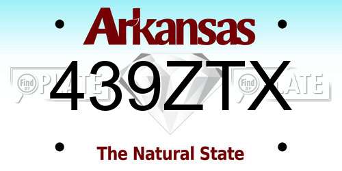 439ZTX Arkansas License Plate