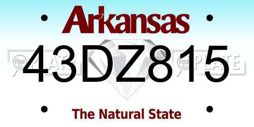 43DZ815 Arkansas License Plate