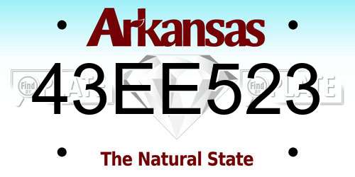 43EE523 Arkansas License Plate