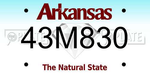 43M830 Arkansas License Plate