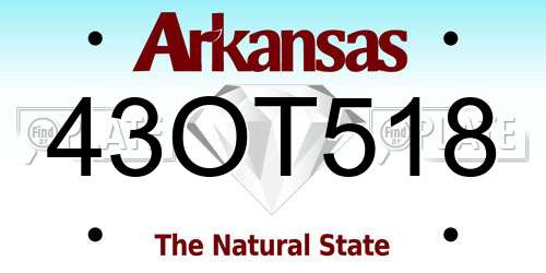 43OT518 Arkansas License Plate