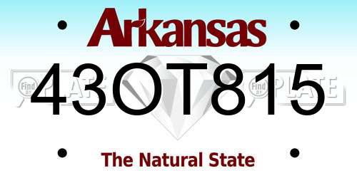 43OT815 Arkansas License Plate