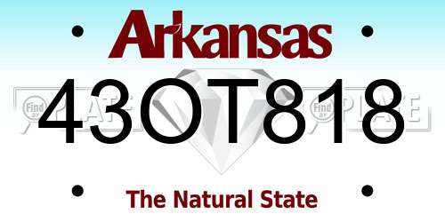 43OT818 Arkansas License Plate