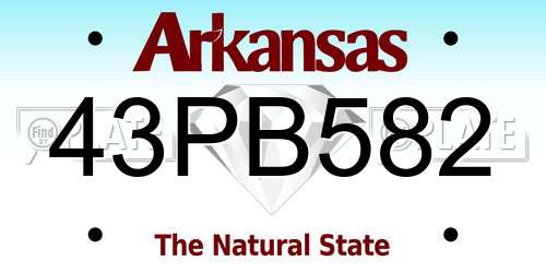 43PB582 Arkansas License Plate