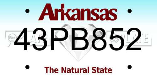 43PB852 Arkansas License Plate