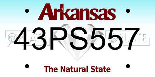 43PS557 Arkansas License Plate