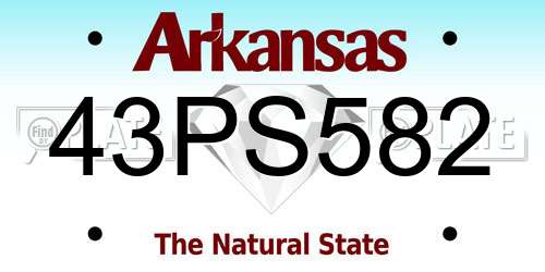 43PS582 Arkansas License Plate