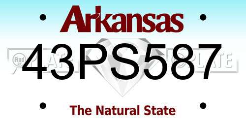 43PS587 Arkansas License Plate