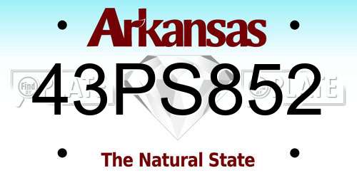 43PS852 Arkansas License Plate
