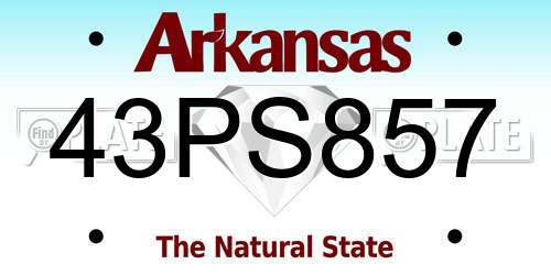 43PS857 Arkansas License Plate