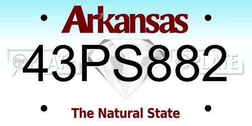 43PS882 Arkansas License Plate