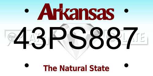 43PS887 Arkansas License Plate