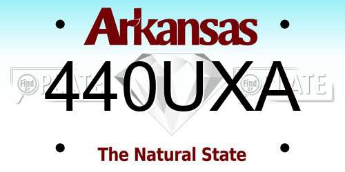 440UXA Arkansas License Plate