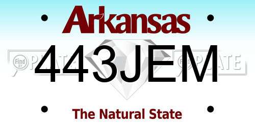 443JEM Arkansas License Plate