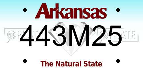 443M25 Arkansas License Plate