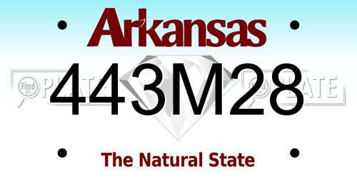 443M28 Arkansas License Plate
