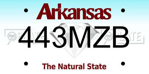 443MZB Arkansas License Plate