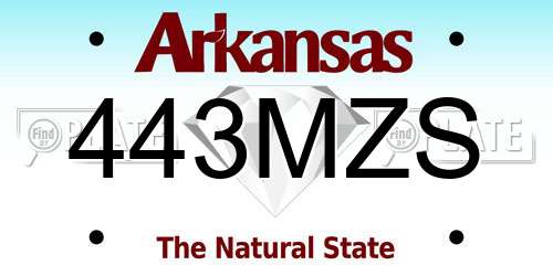 443MZS Arkansas License Plate