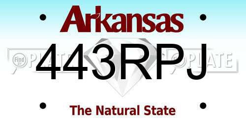 443RPJ Arkansas License Plate
