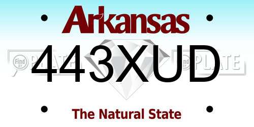443XUD Arkansas License Plate