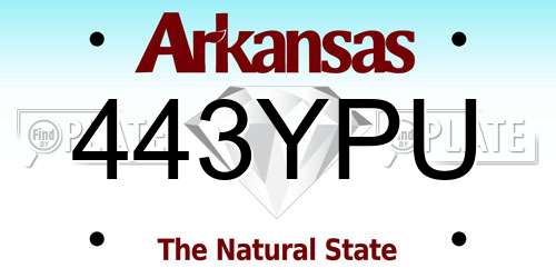 443YPU Arkansas License Plate
