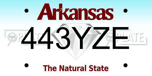 443YZE Arkansas License Plate