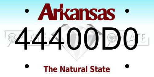 44400D0 Arkansas License Plate