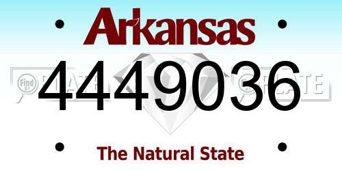 4449036 Arkansas License Plate