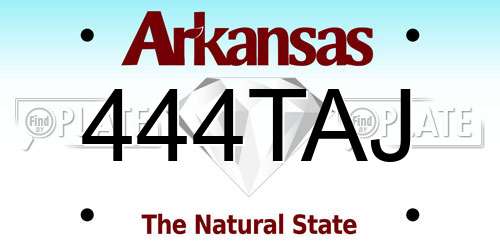 444TAJ Arkansas License Plate