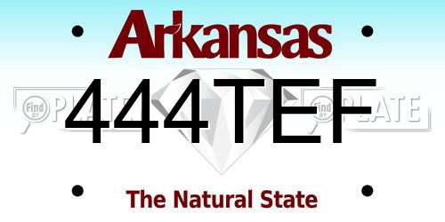 444TEF Arkansas License Plate