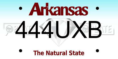 444UXB Arkansas License Plate