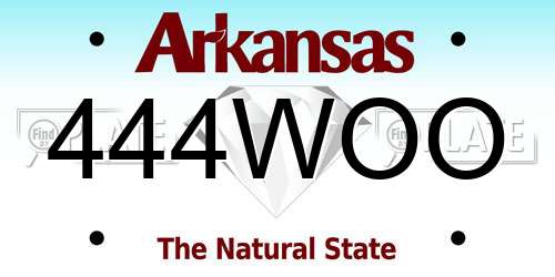 444WOO Arkansas License Plate