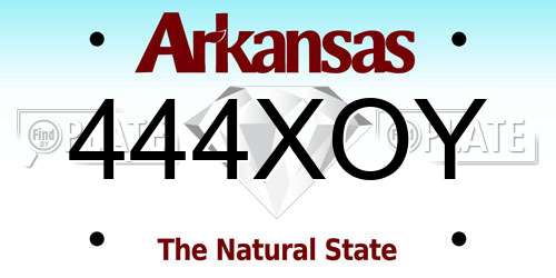 444XOY Arkansas License Plate