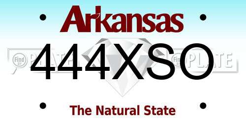 444XSO Arkansas License Plate