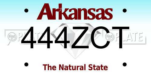 444ZCT Arkansas License Plate