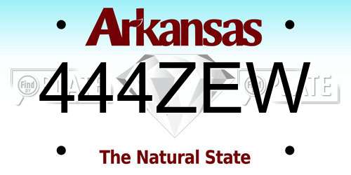 444ZEW Arkansas License Plate