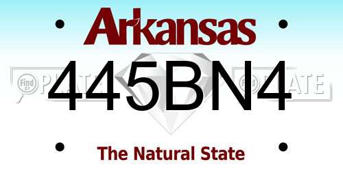 445BN4 Arkansas License Plate